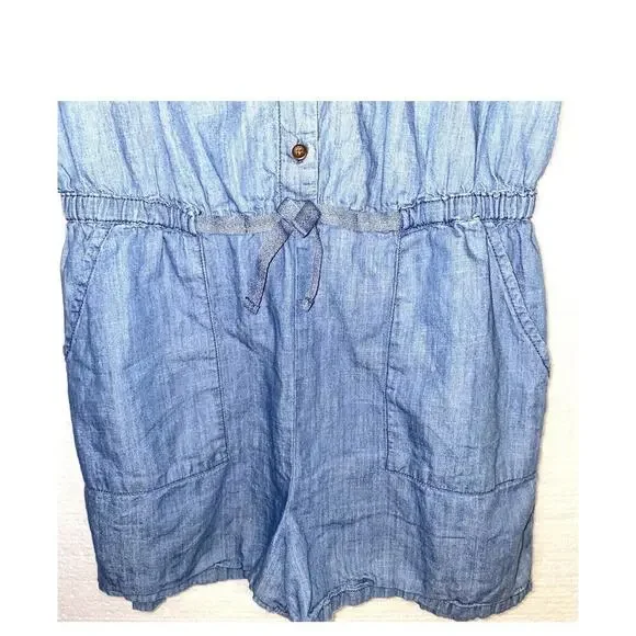 OLD NAVY Girls Size XL 14 Blue Denim Lightweight Sleeveless Shorts Romper - Picture 3 of 3